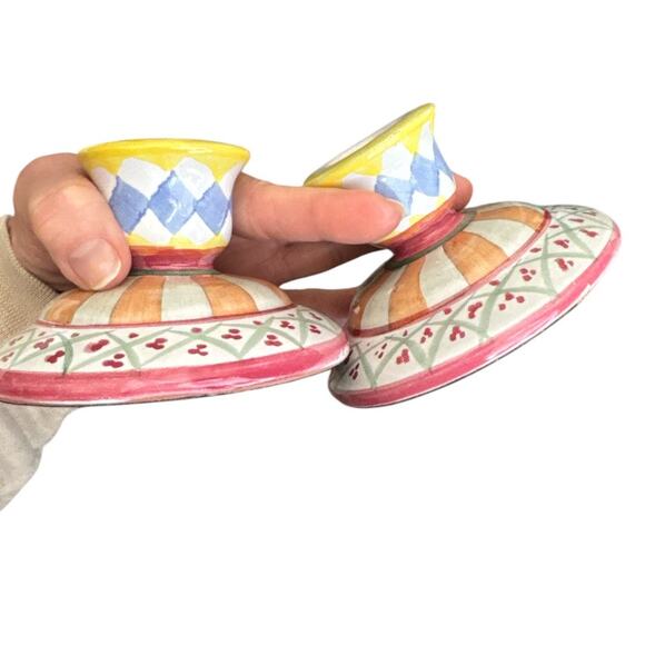 Hand Painted Colorful Unique Multicolored Candle Holders - Picture 8 of 8